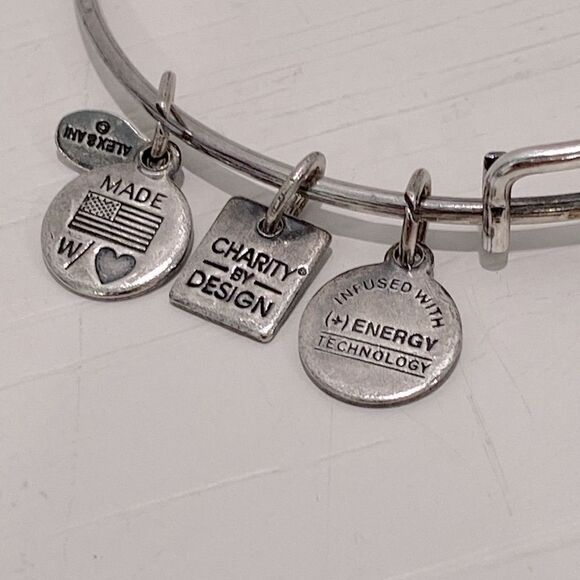 Alex & Ani Butterfly Silver Charm Bangle Bracelet With Charms Rafaelian Silver - Picture 6 of 14